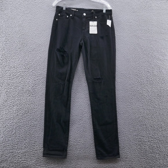 GAP Denim - Gap Girlfriend Jeans 28 Tall Black Womens Distressed Ripped Denim NEW